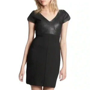 Bailey 44/ 'Dante' Black bodycon MINI dress/ Faux leather upper detail/Size US S